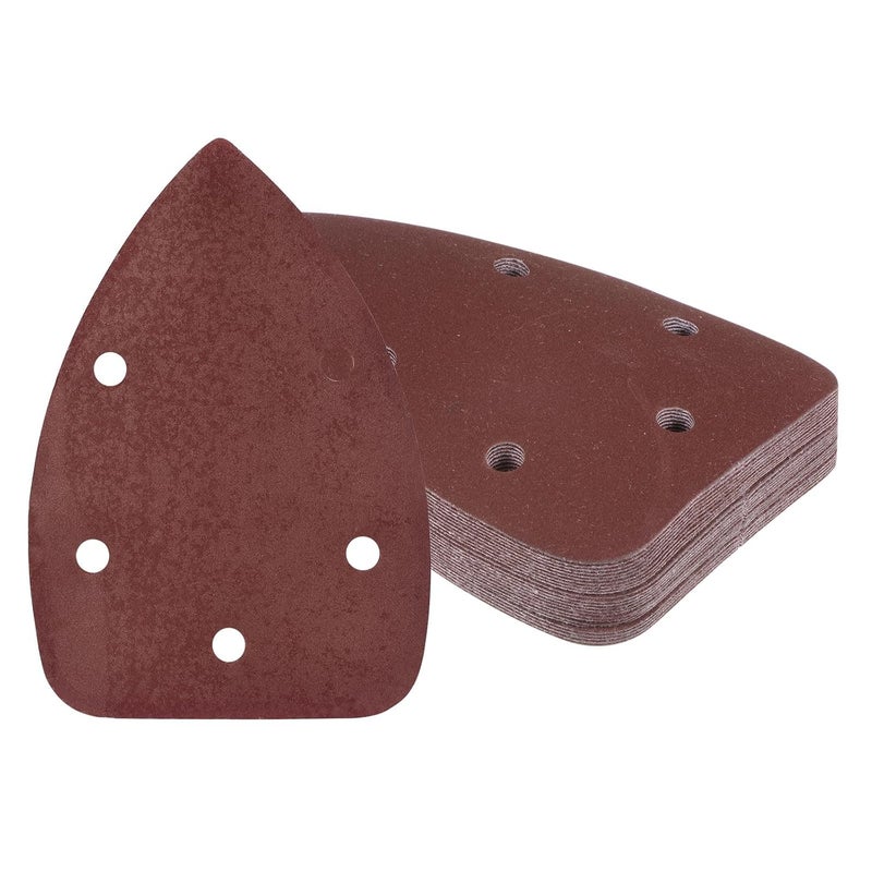 Kozelo 25pcs Mouse Sander Detail Sandpaper - [600 Grit, 3.5" x 5.5"] Triangle Hook and Loop Assorted Sanding Pads Sheet for Wood Furniture Polishing Use | 5 Hole, Aluminum Oxide - Image 1